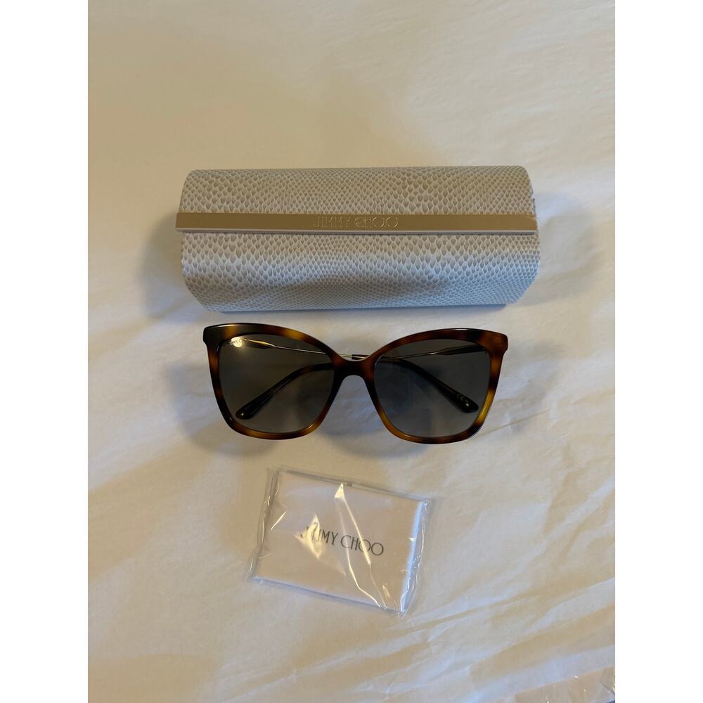 Jimmy Choo Cat Eye Havana Frame Cat Eye Sunglasses NWT - Picture 4 of 8